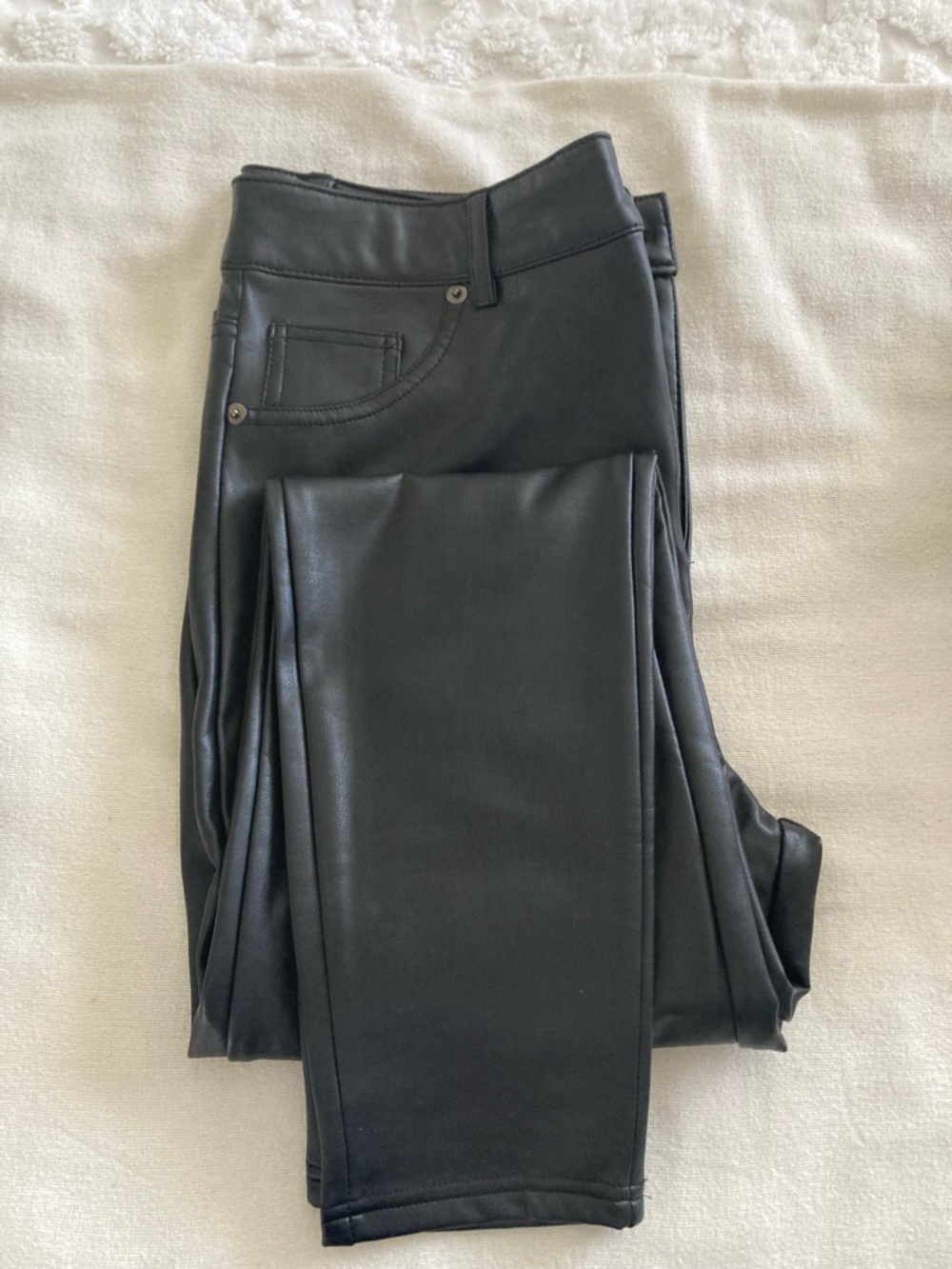 Shinestar Black Faux Leather Waistband Leggings